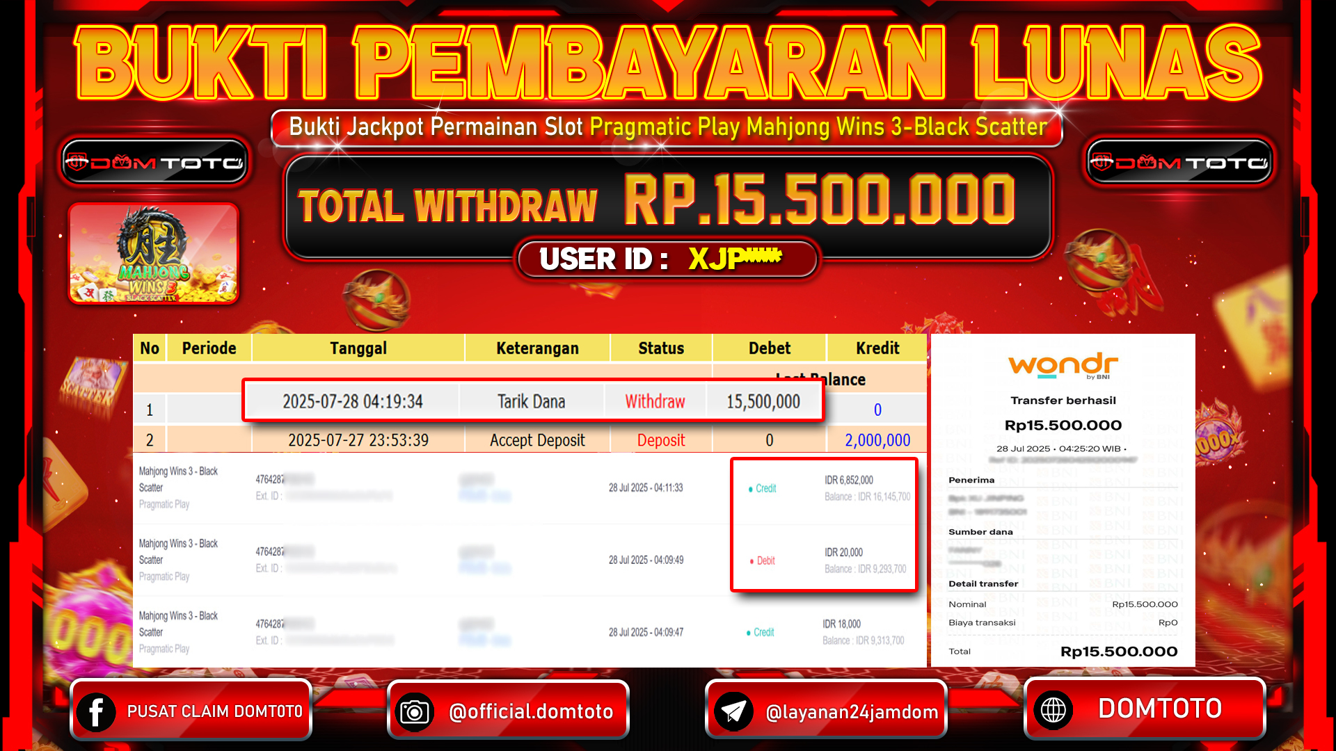 JACKPOT SLOT MAHJONG WINS 3-BLACK SCATTER 28 JULI 2025